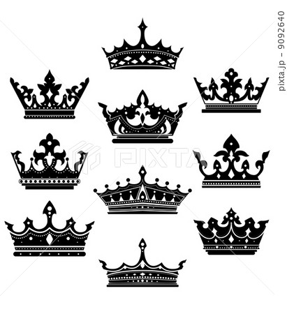 Black crowns set for heraldry design Black crowns set for heraldry design 9092640