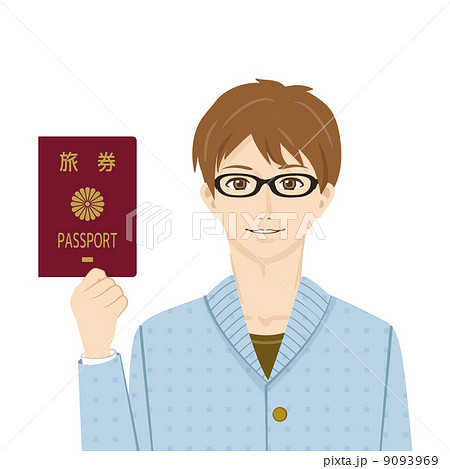 パスポートを持つ男性のイラスト素材