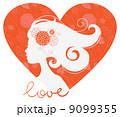 Beautiful girl silhouette in heart 9099355