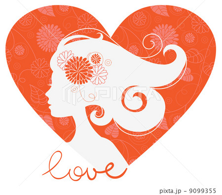 Beautiful girl silhouette in heart Beautiful girl silhouette in heart 9099355