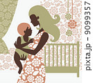 Beautiful mother silhouette with baby in children's room 9099357