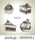 Set of cakes. Hand drawn illustrations 9099361