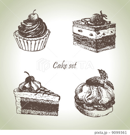 Set of cakes. Hand drawn illustrations Set of cakes. Hand drawn illustrations 9099361