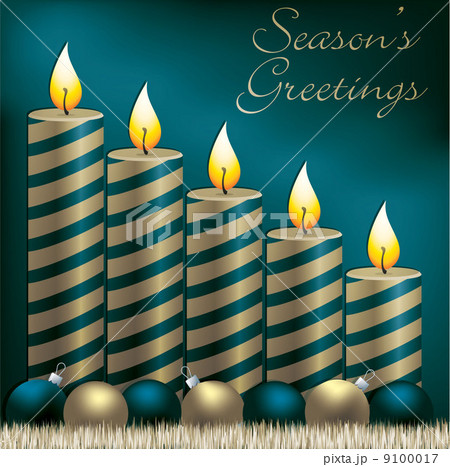 Season's Greetings candle, bauble and tinsel card in vector form 9100017