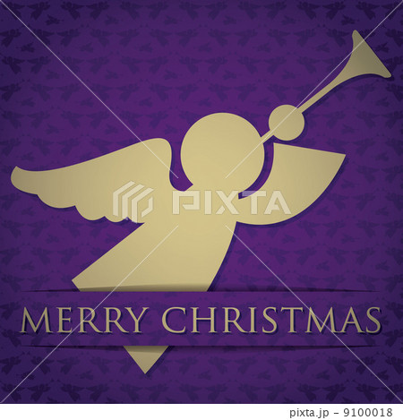 Gold angel "Merry Christmas" card in vector format. 9100018