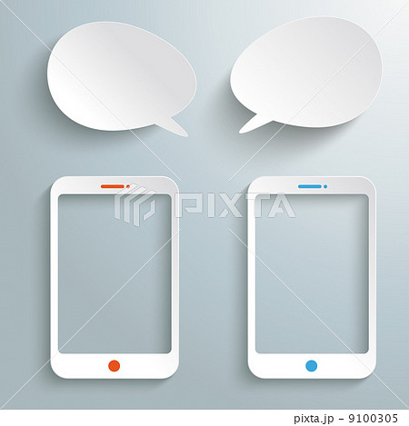 Two Smartphones With Speechbubbles PiAd Two Smartphones With Speechbubbles PiAd 9100305