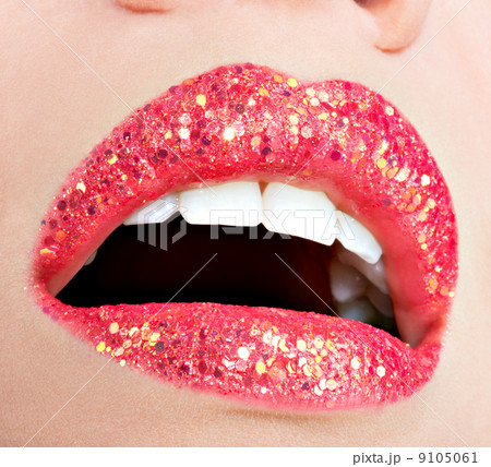 beautiful female lips with shiny red gloss lipstick 9105061