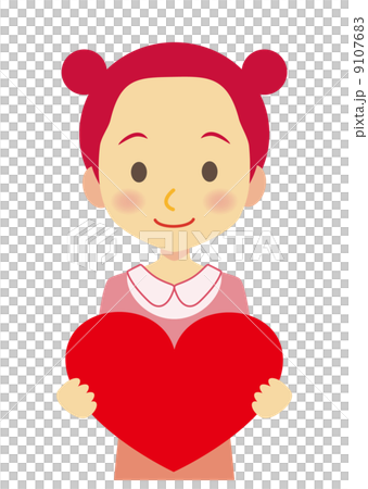 ハートを持ったお団子ヘアの乙女 ハートを持ったお団子ヘアの乙女 9107683