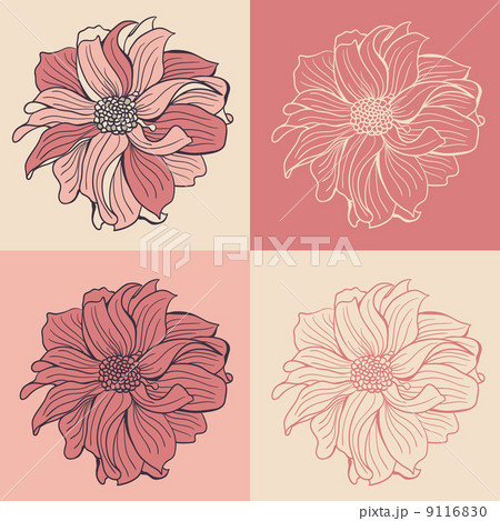 Hand-drawn flowers of dahlia Hand-drawn flowers of dahlia 9116830