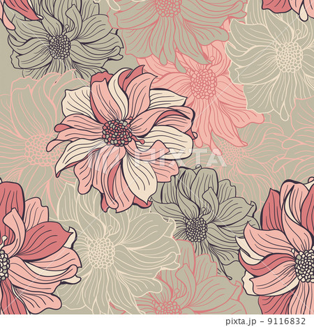 Hand-drawn flowers of dahlia Hand-drawn flowers of dahlia 9116832