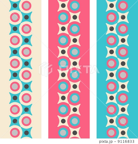 Set of seamless patterned borders in retro colors 9116833