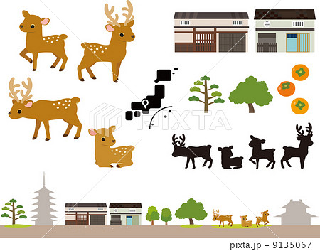 奈良の風景の素材のイラスト素材