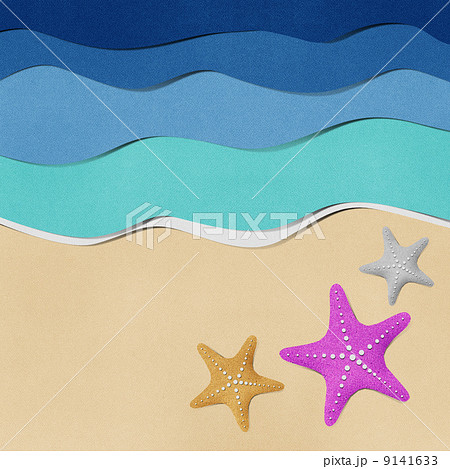 Starfish on beach recycled paper. 9141633