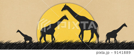 Giraffe made from recycled paper background 9141889