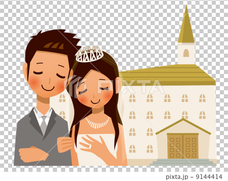 婚禮大廳和新娘和新郎 9144414
