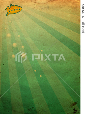 yellow submarine underwater on old paper 9149365