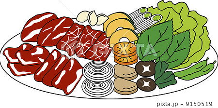 焼肉 野菜盛りのイラスト素材 9150519 Pixta
