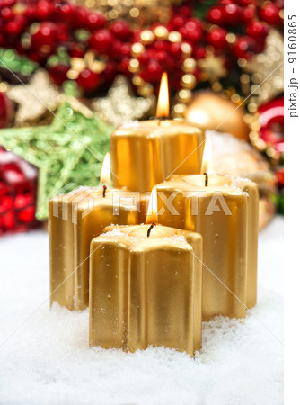 festive advent decoration with four burning candles festive advent decoration with four burning candles 9160865