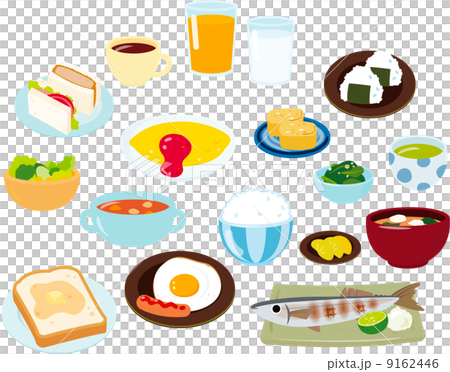 朝食のいろいろなメニュー 9162446