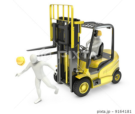Abstract white man was hit by lift truck fork 9164181