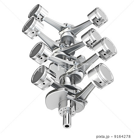 V8 engine pistons on a crankshaft 9164278