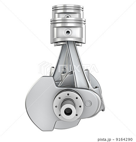 Engine pistons on a crankshaft, front view 9164290