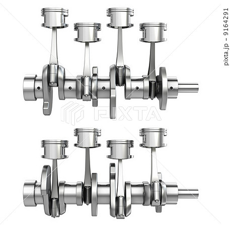 Engine pistons on a crankshaft, two positions 9164291