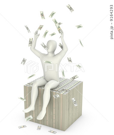 Abstract white man throws dollars 9164293
