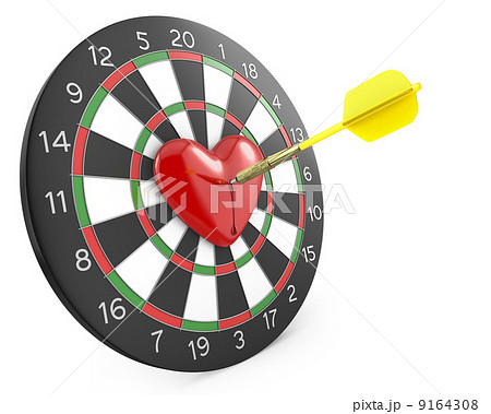 Dart hit the heart in the center of datrboad 9164308