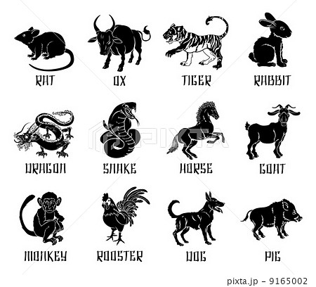 Chinese Zodiac Animal Iconsのイラスト素材