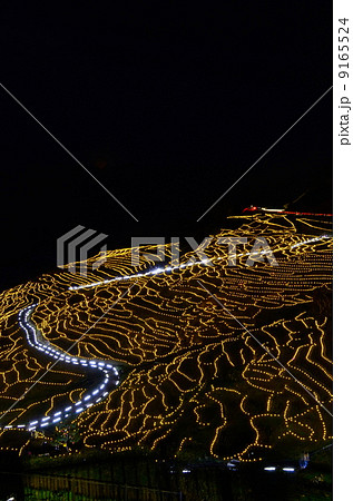 白米千枚田ライトアップ【縦】 9165524