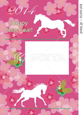 馬のイラスト年賀状写真フレーム 馬のイラスト年賀状写真フレーム 9166168