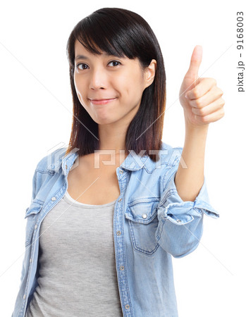 Asian woman with thumb up hand Asian woman with thumb up hand 9168003