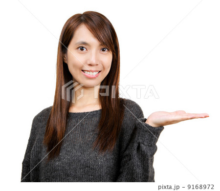 woman showing with hand woman showing with hand 9168972