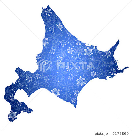 北海道 地図 雪のイラスト素材