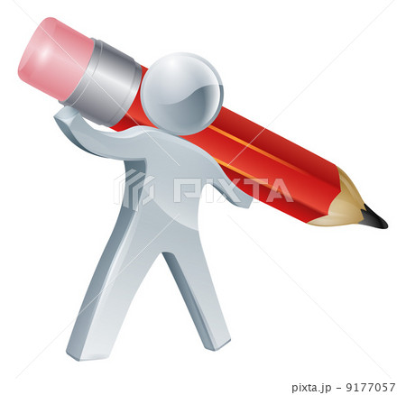 Person writing with giant pencil 9177057