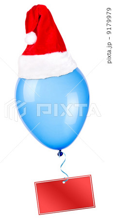 Christmas on color balloon with santa hat 9179979