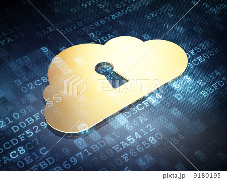 Cloud computing concept: Golden Cloud With Keyhole on digital 9180195