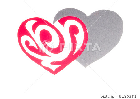 Red Ornament Paper Heart wih Shadow on White Red Ornament Paper Heart wih Shadow on White 9180381