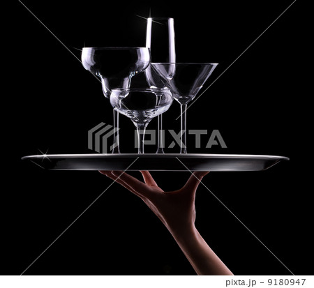 set with different empty stemware 9180947