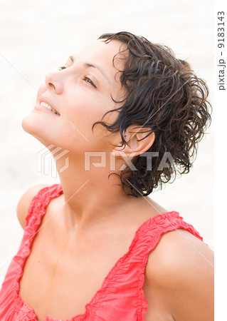brunet woman in red 9183143