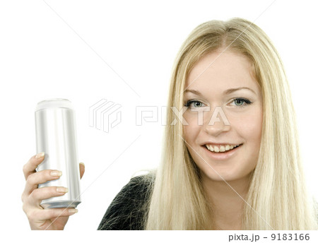 Young woman with can Young woman with can 9183166