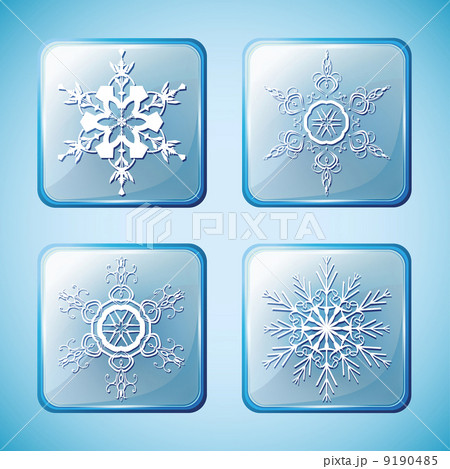 Set 2 of winter icons with snowflakes 9190485