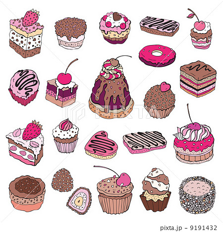 Set of cute cake. 9191432