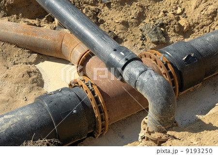 Plastic pipes in the ground. 9193250