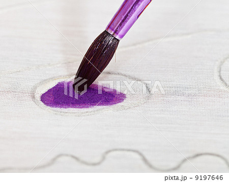 drawing violet ornament on silk canvas 9197646