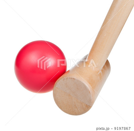 croquet wooden ball and mallet 9197867