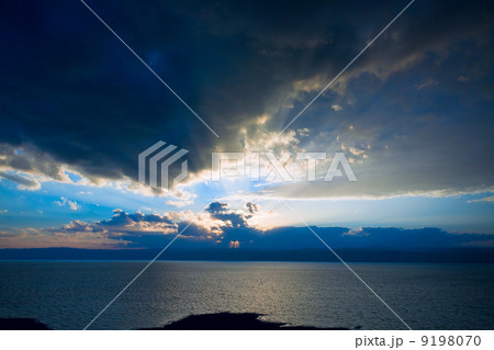 dark blue sunset on Dead Sea 9198070