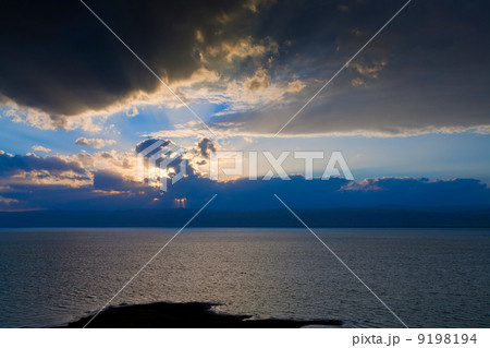dark blue sunset on Dead Sea 9198194