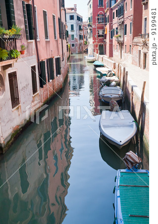 parking of private boats on canal in Venice, Italy parking of private boats on canal in Venice, Italy 9199481